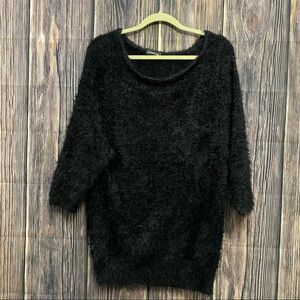 Bebe | black fuzzy metallic sweater